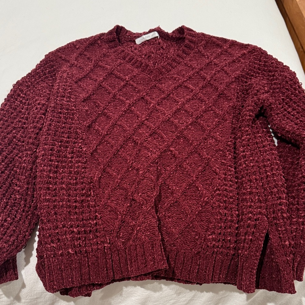 Altar'd State Maroon Textured Sweater